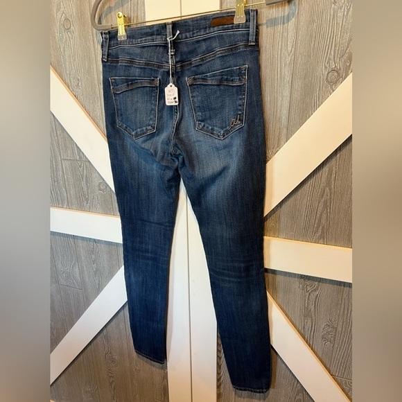 B8.16 Express Mid Rise Dark Wash Skinny Legging/Jeans Sz 0 ⢠Rise 10 ⢠Ins30 - Picture 2 of 6